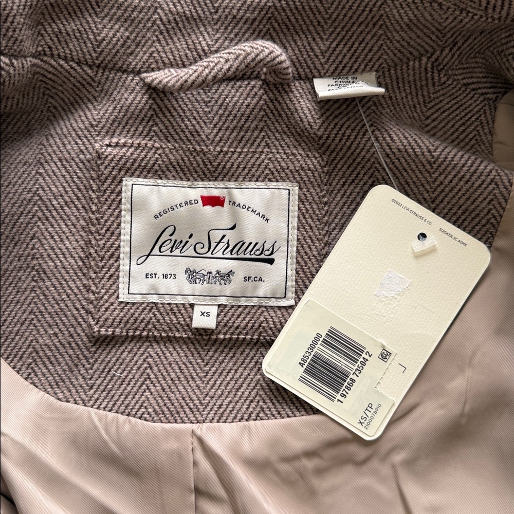 Levi’s Blair Western Coat Wool Blend Herringbone Tan Size XS New With Tags - Picture 8 of 16